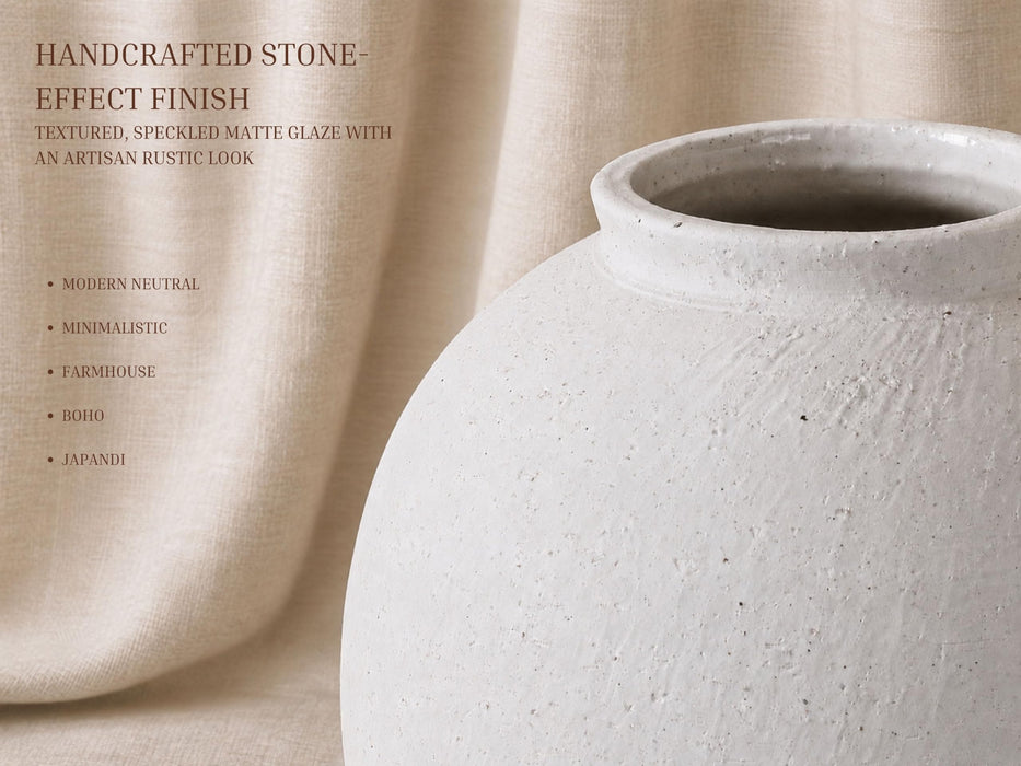 Large Stone-Effect Ceramic Vase – 25cm