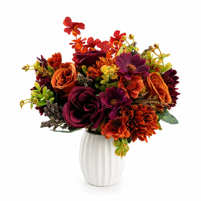 Autumn Realistic Faux Flowers with 3 Bundles Roses
