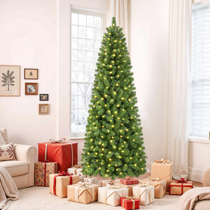 6ft/180cm Slim PRE-Lit Christmas Tree Warm White LED Lights