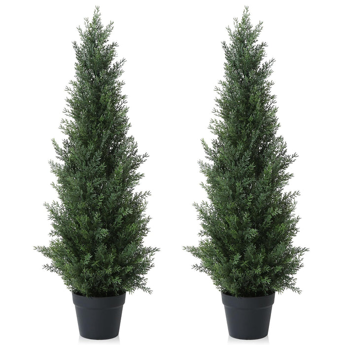 95cm Cedar Tree, Topiary Outdoor Faux Plants, 2 Pack