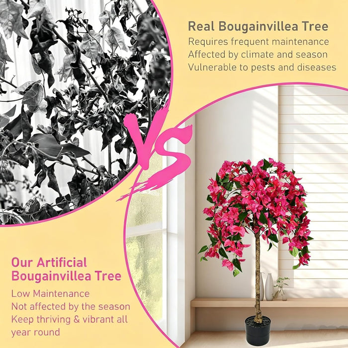 110CM Bougainvillea Tree - Indoor /Outdoor Flowering Tree Wood Trunk