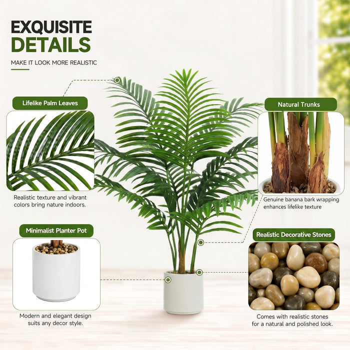 90cm Faux Areca Palm Tree in White Pot