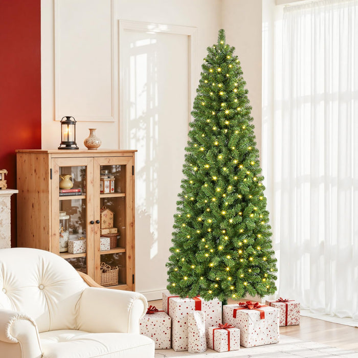 6ft/180cm Slim PRE-Lit Christmas Tree Warm White LED Lights