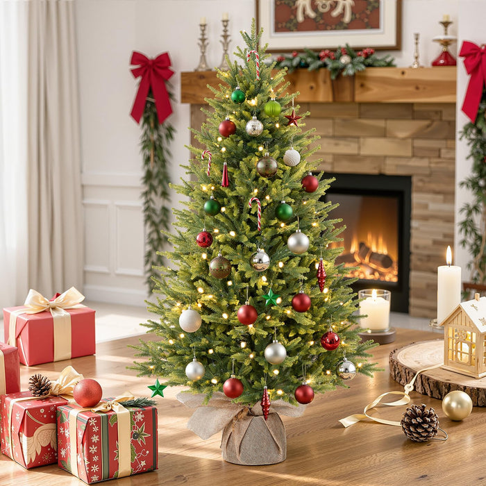 4FT Pre-lit Artificial Mini PE Christmas Tree for Xmas Decorations