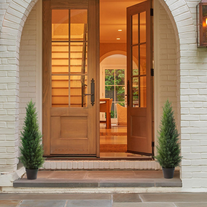 95cm Cedar Tree, Topiary Outdoor Faux Plants, 2 Pack