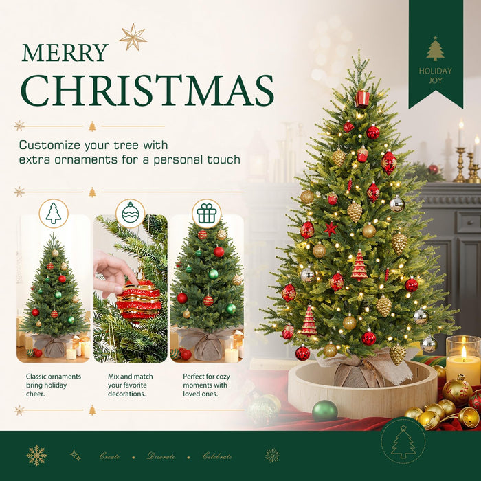 4FT Pre-lit Artificial Mini PE Christmas Tree for Xmas Decorations