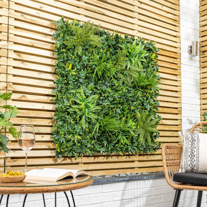 Evergreen Artificial Living Wall Panels, 1m x 1m, UV Protected. (Pack of 2 - 100 x 50cm)