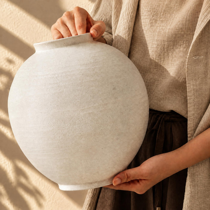 Large Stone-Effect Ceramic Vase – 25cm