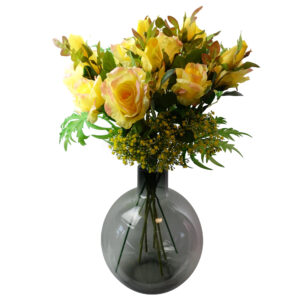 Faux Yellow Rose Stems – Pack of 6 (80cm)