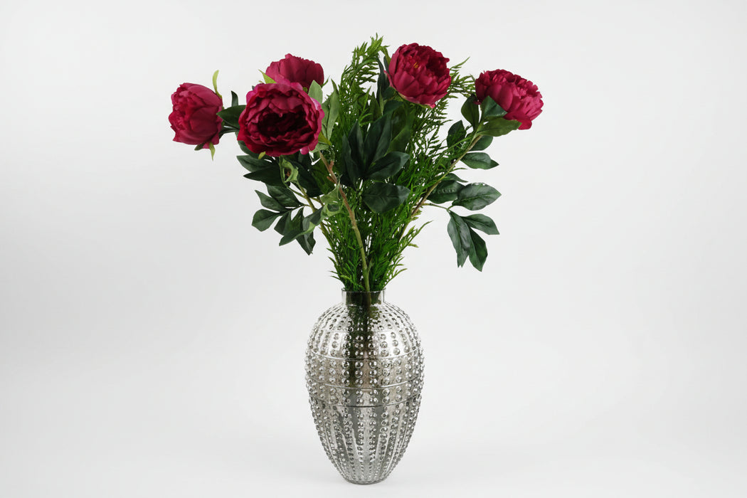 80cm Beauty Peony Arrangement with Bubble Vase