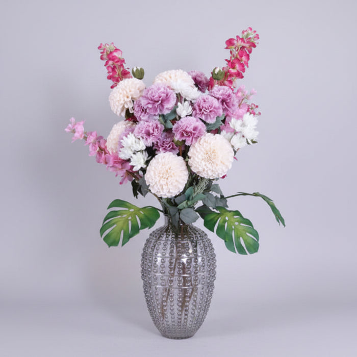 Dahlia Flowers Tropical Blossom with Bubble Vase - 75cm
