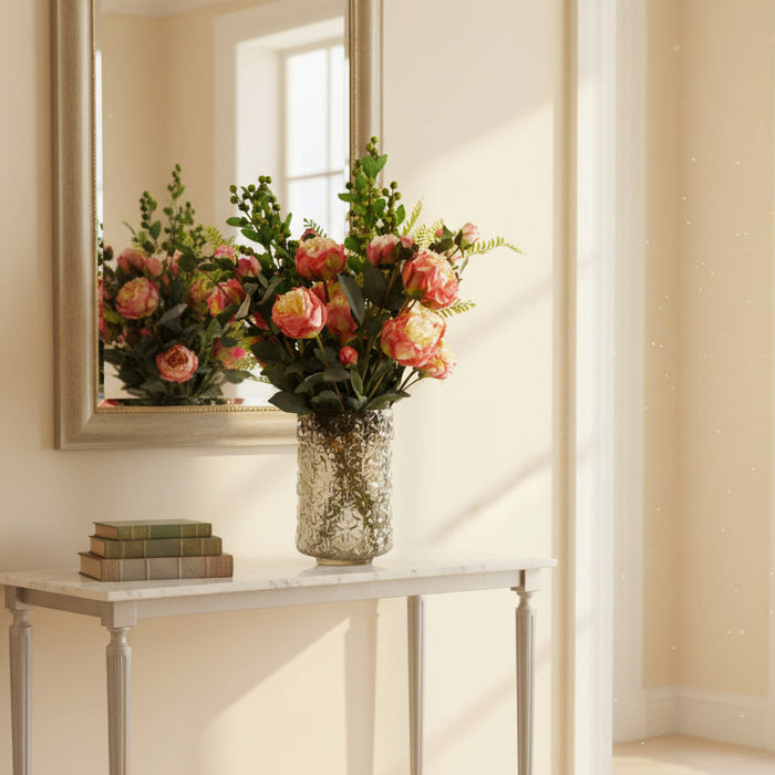 Pink Peony Arrangement Glass Vase - 70cm