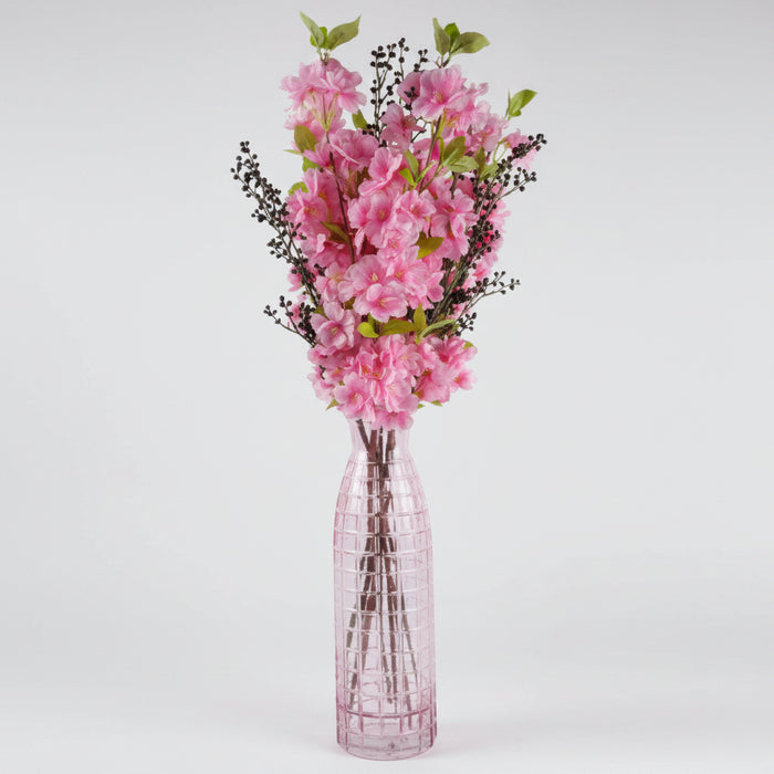 Pink Blossom and Berries Glass Vase - 100cm