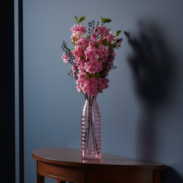 Pink Blossom and Berries Glass Vase - 100cm