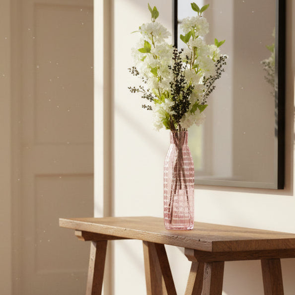 White Blossom and Berries Glass Vase - 100cm