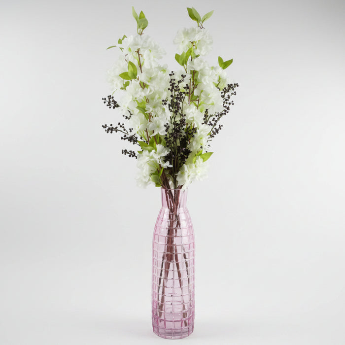 White Blossom and Berries Glass Vase - 100cm