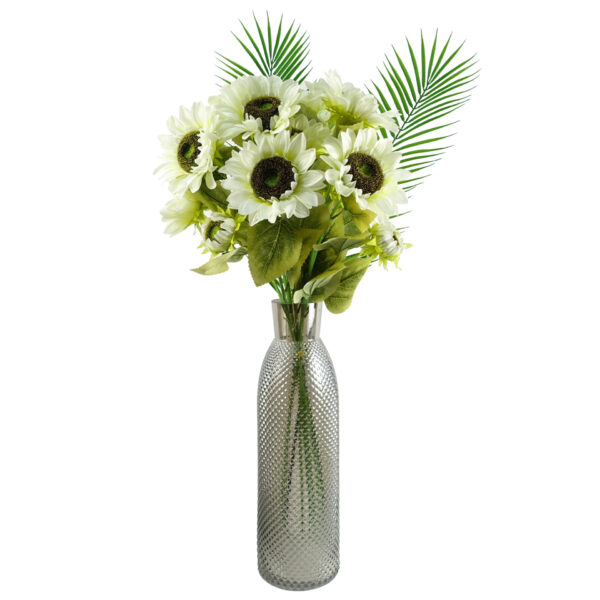 White Sunflower Arrangement Glass Vase - 100cm