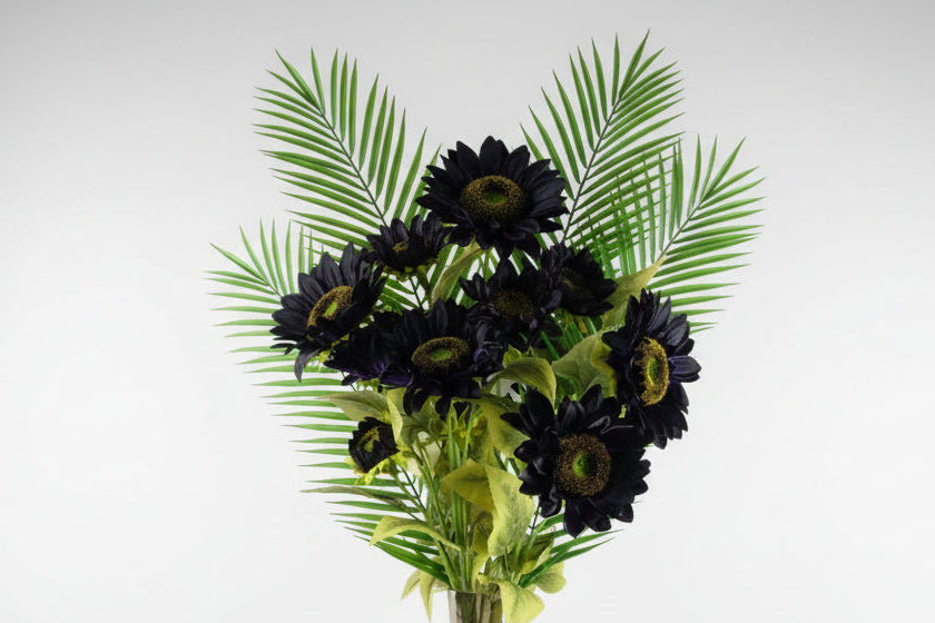 Purple Sunflower Arrangement Glass Vase - 100cm