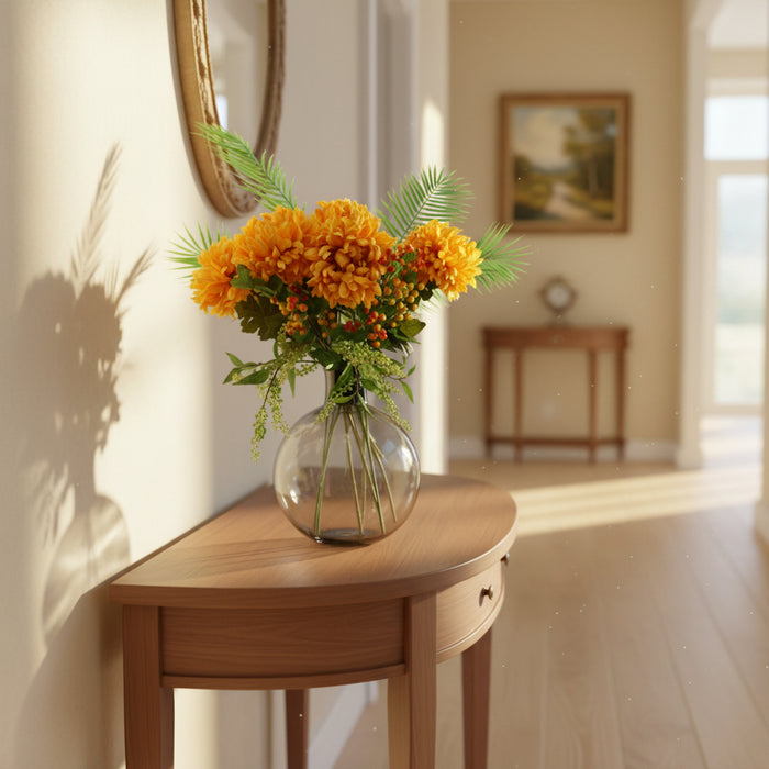 Yellow Chrysanthemum Glass Ball Vase - 100cm