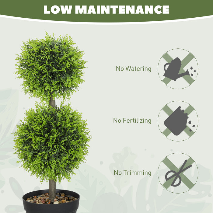 60cm Set of 2 Topiary Ball-shaped Boxwood Trees