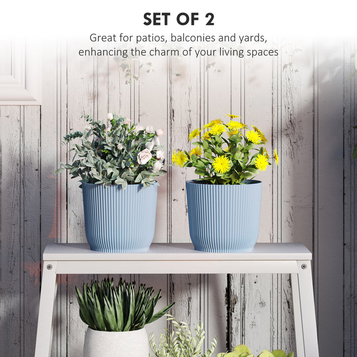 Set of Two 22cm Planters - Blue
