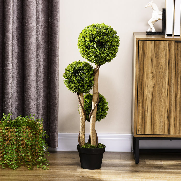 90cm Boxwood Ball Topiary Tree in Pot Home Indoor Outdoor Decor, Light Green