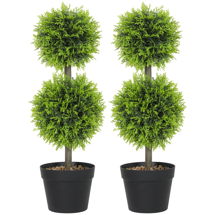 60cm Set of 2 Topiary Ball-shaped Boxwood Trees