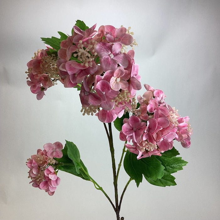 10cm Real Touch Snowball Viburnum Spray 5 Heads Pink 94cm