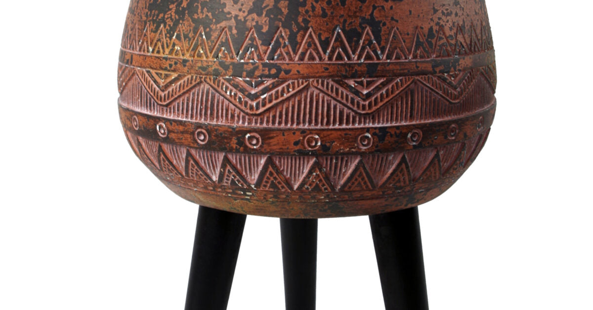 Large Zaturn Planter Brown / Black with Legs Large