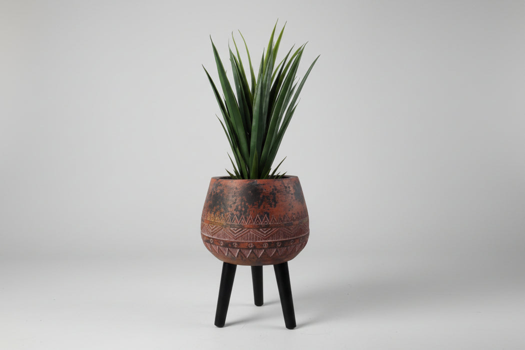 Large Zaturn Planter Brown / Black with Legs Large