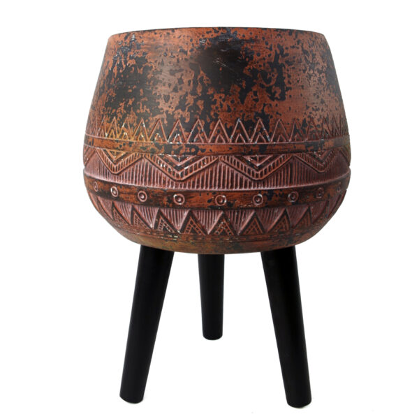 Large Zaturn Planter Brown / Black with Legs Large