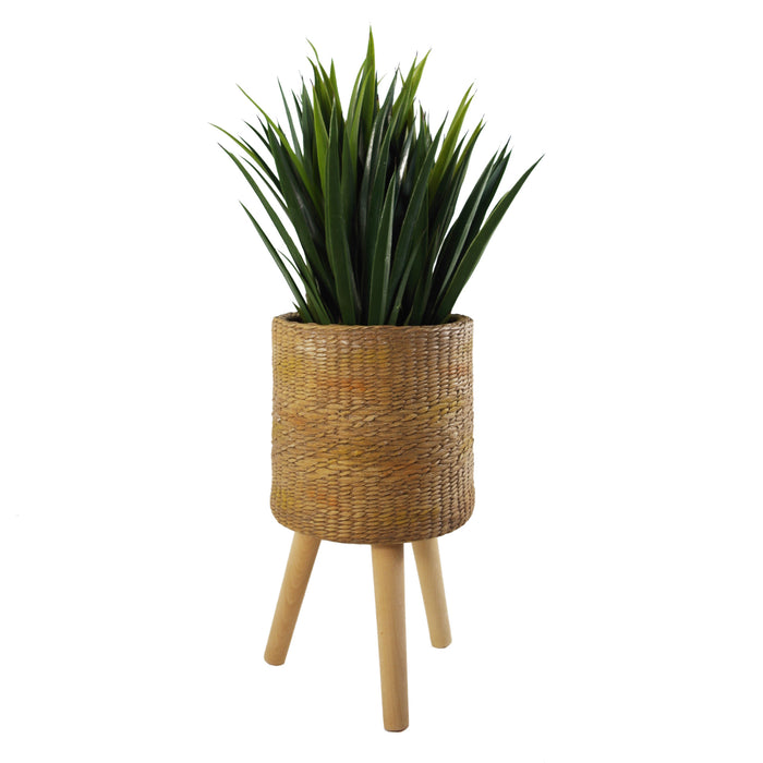 Rattan Effect Composite Planter with Stand