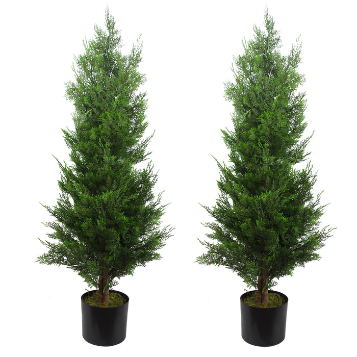 120cm Pair of Artificial Cypress Topiary Trees