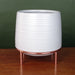 White Ceramic Planter Metal Stand Plant Pot