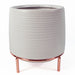 18cm White Ceramic Planter with Metal Stand