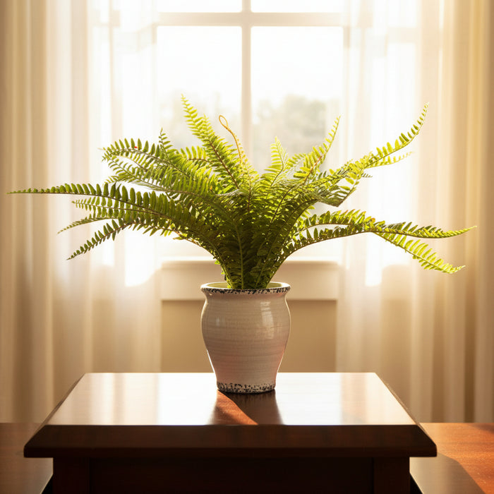 40cm Faux Bushy Fern Potted in Decorative Planter