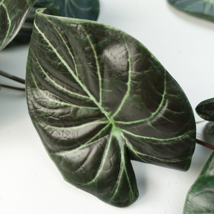 6 x 120cm Artificial Hanging Trailing Plant Alocasia Dragon Scale Dark