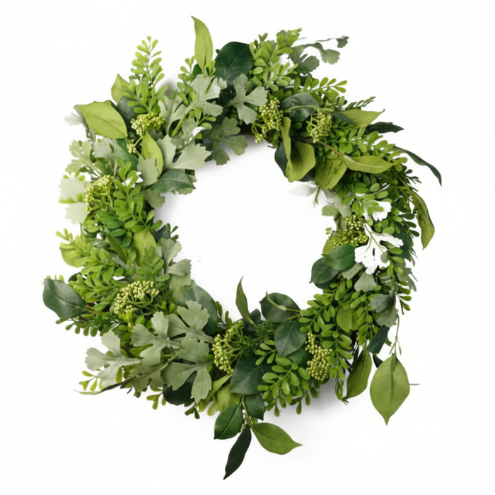 50cm Natural Look Wreath Fern Leaf