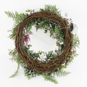 45cm Artificial Pink Floral Wreath