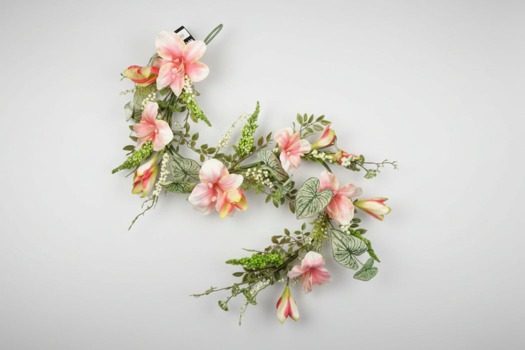 180cm Artificial Hanging Trailing Pink Lily Plant Garland