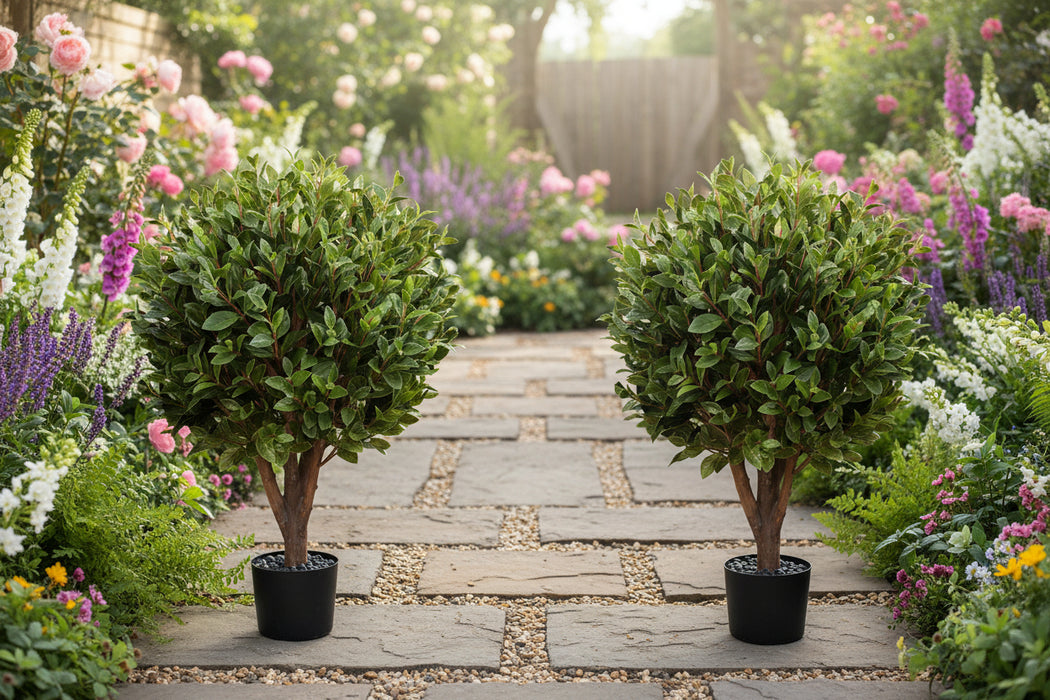 Pair of 90cm UV Protected Artificial Gloxinia Topiary Trees