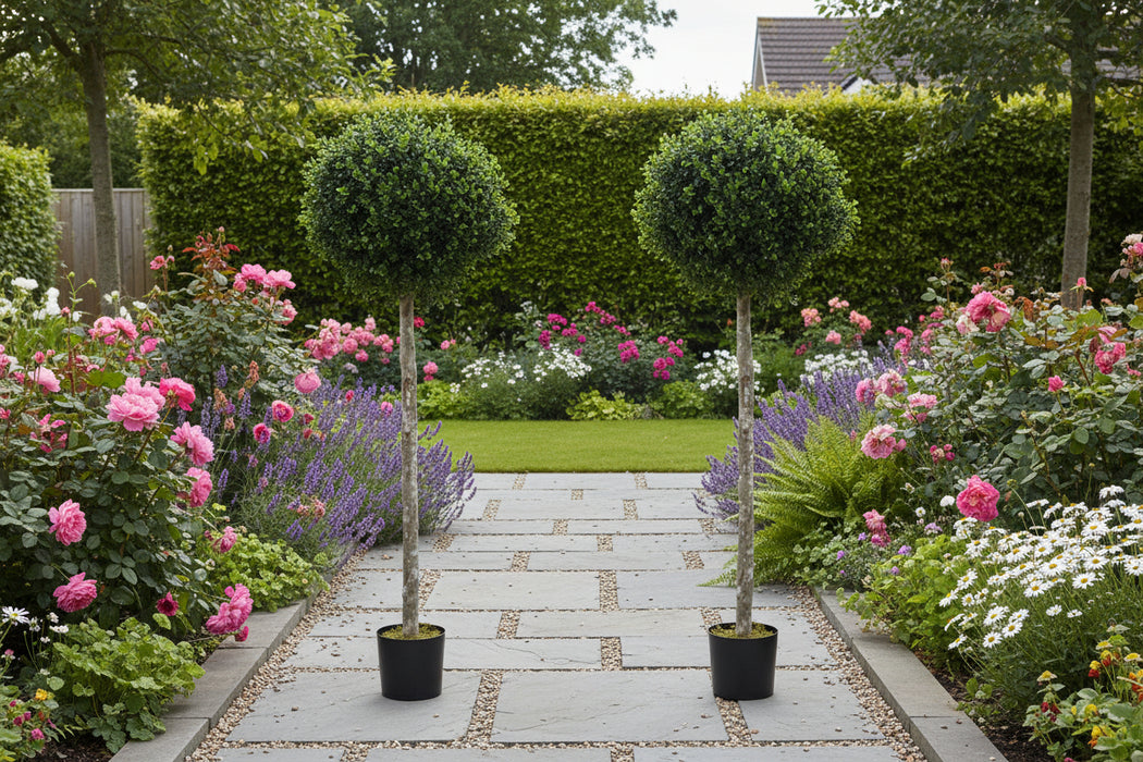 140cm Pair of Buxus Ball Artificial Tree UV Resistant Outdoor Topiary