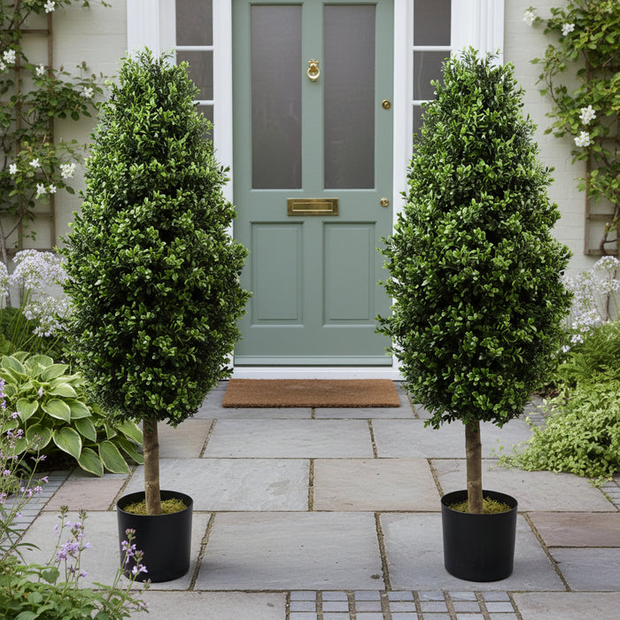 120cm Pair of Buxus Ball Cone Topiary. Tree UV Resistant Outdoor.
