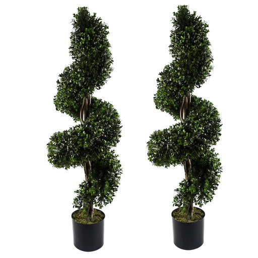 120cm Pair of Spiral Buxus Artificial Tree UV Resistant Outdoor Topiary