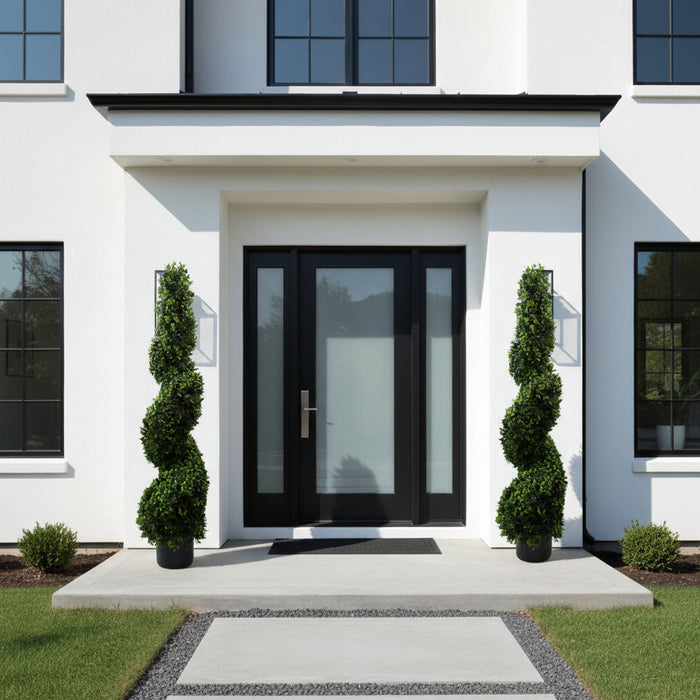 120cm Pair of Realistic Spiral Buxus Topiary Tree. UV Resistant Outdoor