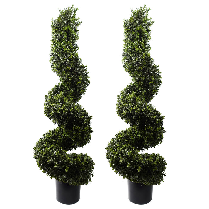 120cm Pair of Spiral Boxwood Artificial Tree UV Resistant Outdoor
