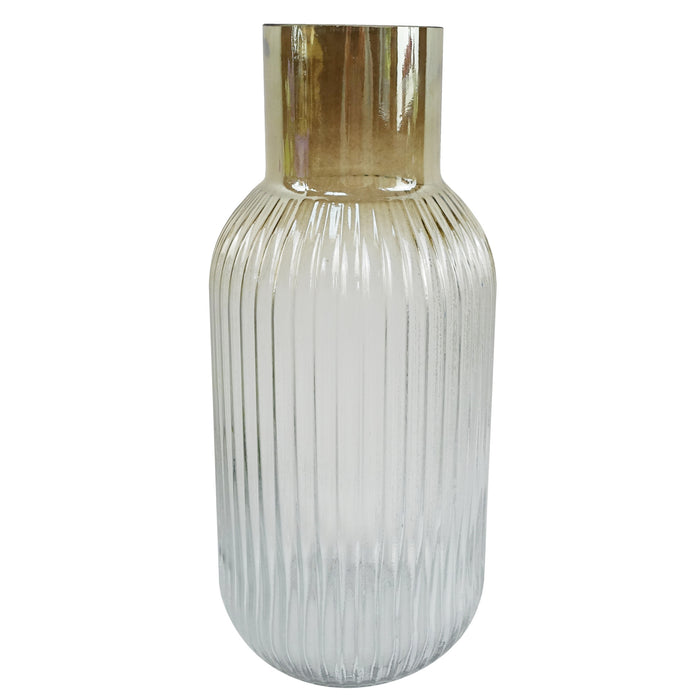 80cm Artificial Gold Palm Leaves Gold Ombre Glass Vase