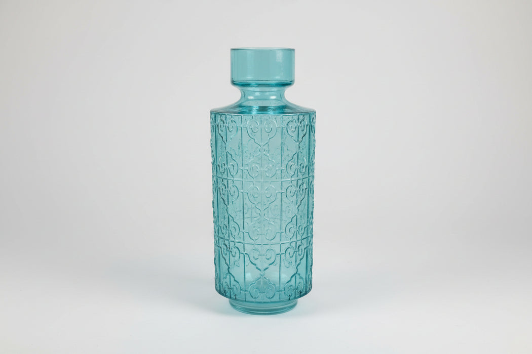 40cm Tall Turquoise Glass Vase