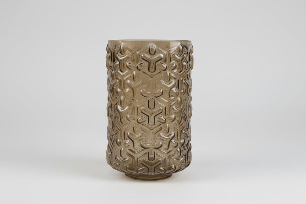 29cm Embossed Chestnut Glass Vase