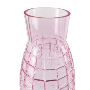 49cm Tall Pink Square Embossing Glass Vase